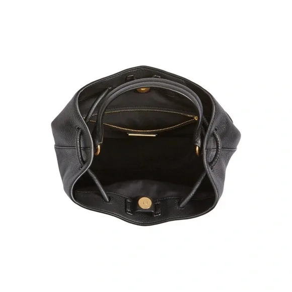 Tory Burch Georgia Leather Backpack Bucket Bag Black Purse - Picture 4 of 9